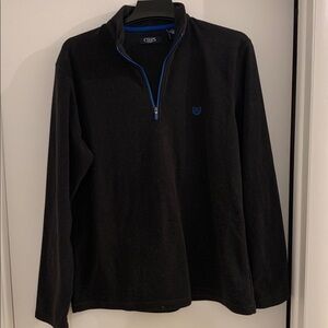 Chaps Black Pullover with Blue Trim